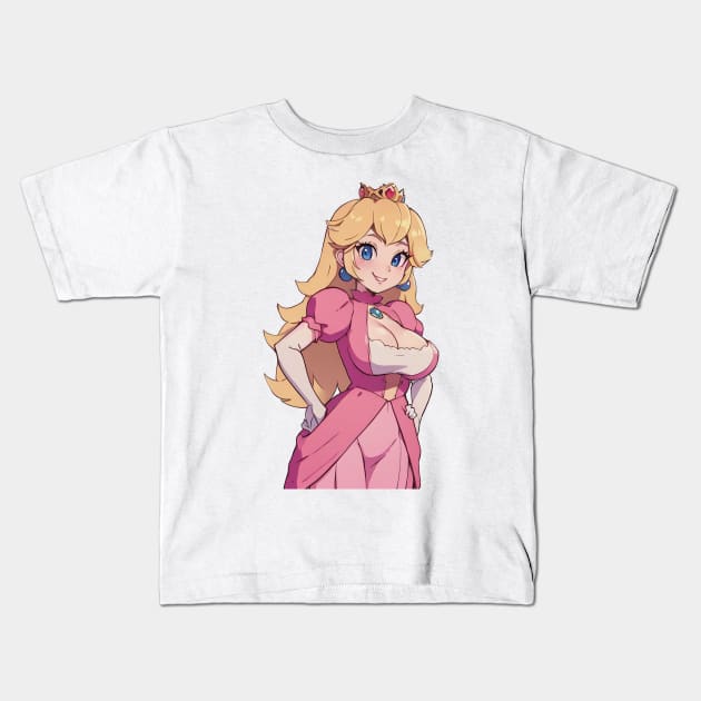 Blonde and Pink Princess Girl Kids T-Shirt by mindworldz